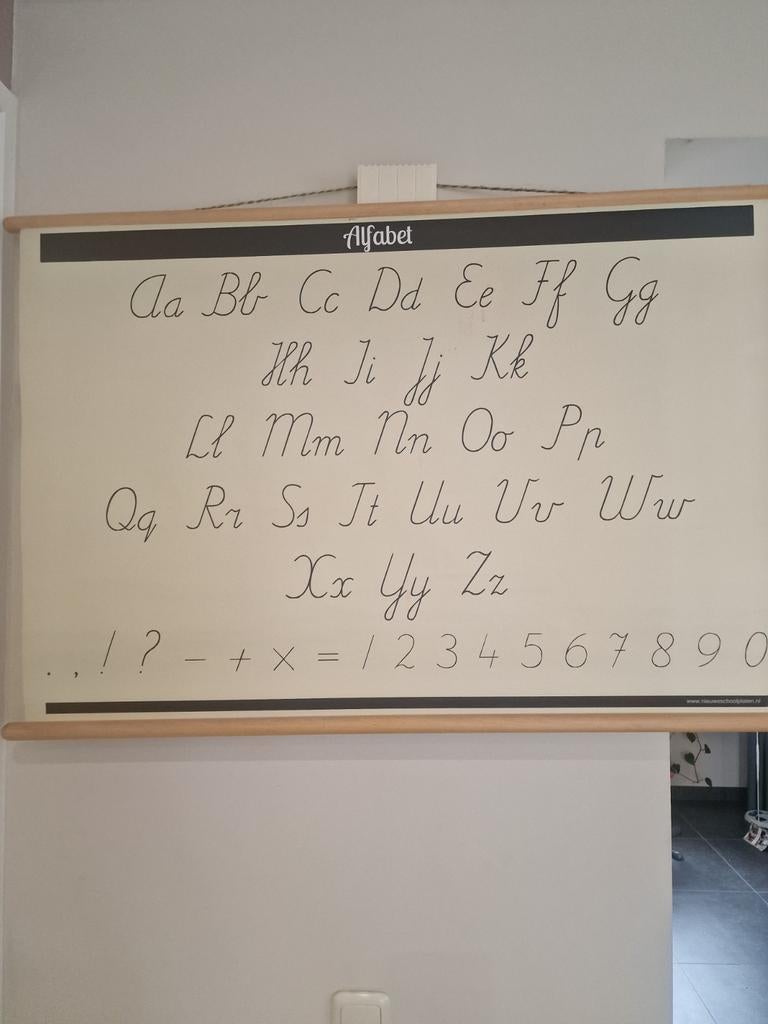 Vintage Schoolplaat Alfabet - Decoratieve Wandkaart, Antiek en Kunst, Antiek | Schoolplaten, Ophalen of Verzenden