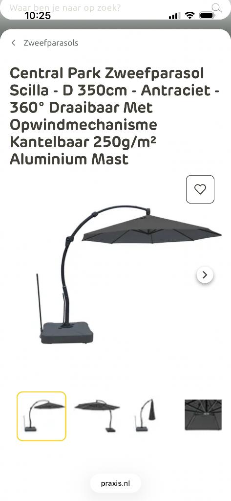 Zweefparasol te koop!, Tuin en Terras, Parasols, Ophalen, Verstelbaar, 3 tot 4 meter, Zweefparasol