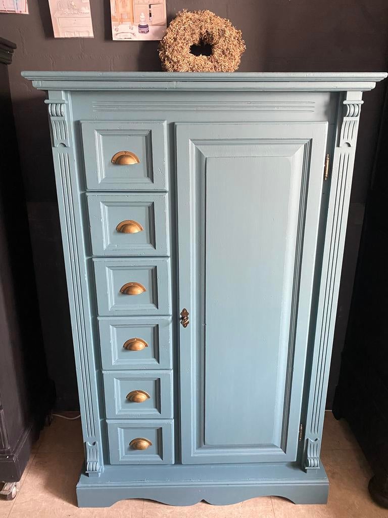 Brocante kast Petrol, Ophalen of Verzenden, Zo goed als nieuw, 25 tot 50 cm, Minder dan 100 cm