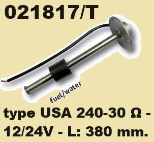 021817-T RVS Tankzender type USA 240-30 Ω, 12/24V, L: 380 mm, Ophalen of Verzenden, Nieuw, Motor en Techniek