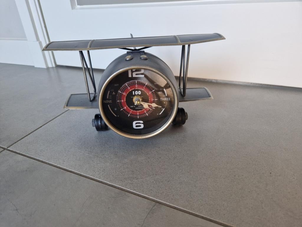 Unieke vliegtuig dubbeldekker Industriële Klok, Ophalen of Verzenden