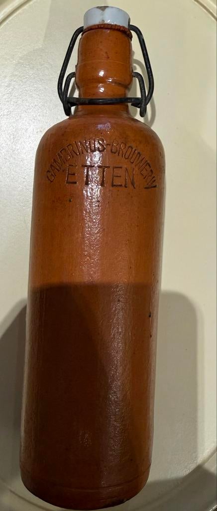 Oude Gambrinus Brouwerij Etten kruikje, Verzamelen, Ophalen of Verzenden, Gebruikt, Flesje(s), Amstel