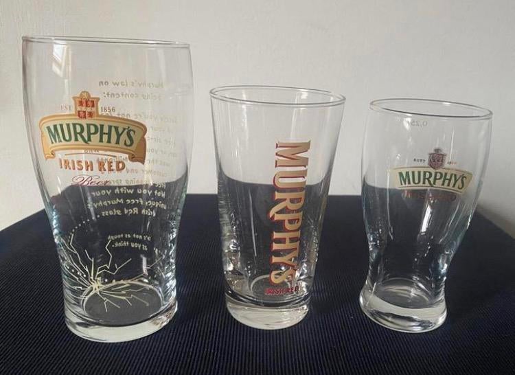 3 Verschillende Murphy's Irish Red bierglazen. Iers bier., Ophalen of Verzenden, Zo goed als nieuw, Glas of Glazen, Overige merken