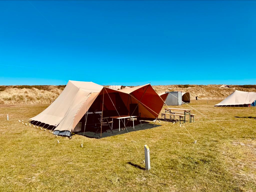 Tent Vlieland zomer wk 34 veld groen incl stroom, Caravans en Kamperen