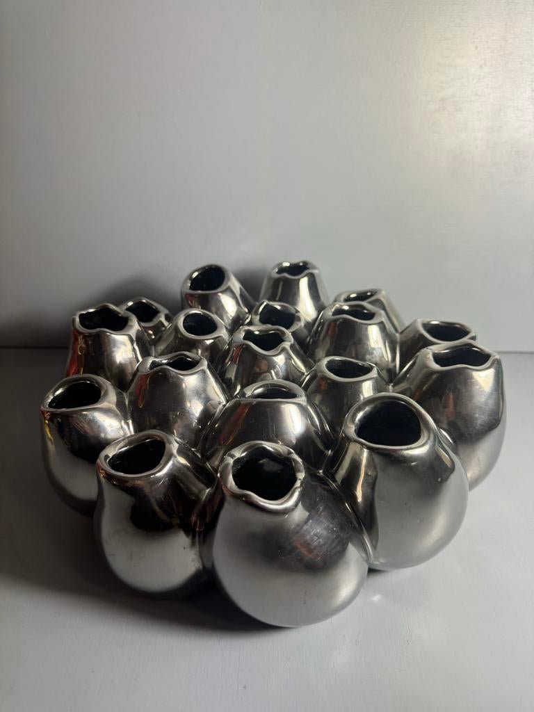 Zilverkleurige design koraal vaas, Overige merken, Overige materialen, ?, Zo goed als nieuw