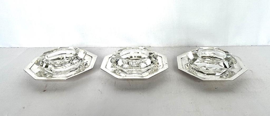 3 stuks Wiskemann verzilverde kristallen zoutvaatjes, Ophalen of Verzenden