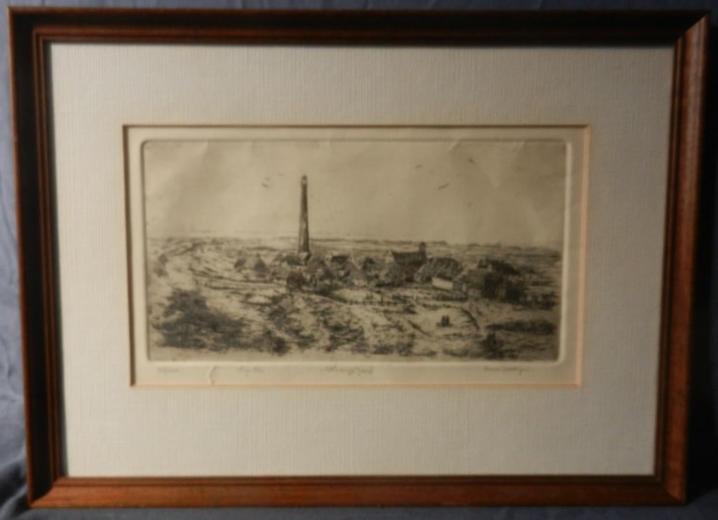 Ets Vuurtoren Lange Jaap / Kijkduin Den Helder Anna Doedijns, Antiek en Kunst, Ophalen of Verzenden