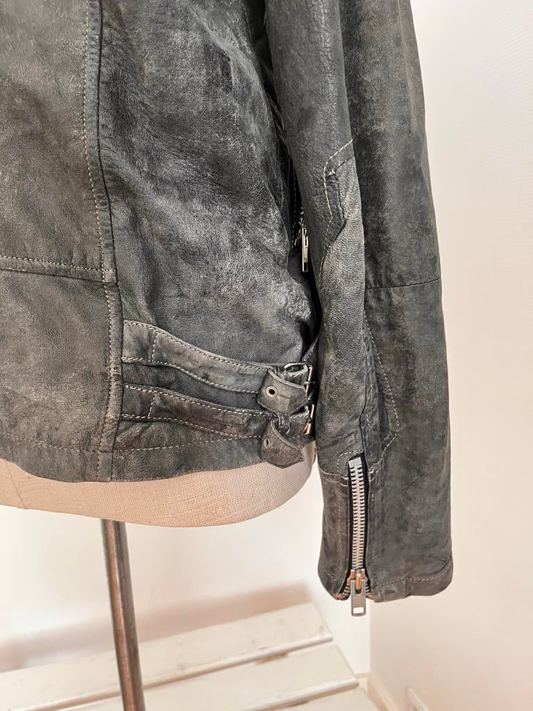 Goosecraft leren heren biker jas, Zwart, Maat 42/44 (L), Ophalen of Verzenden, Jasje