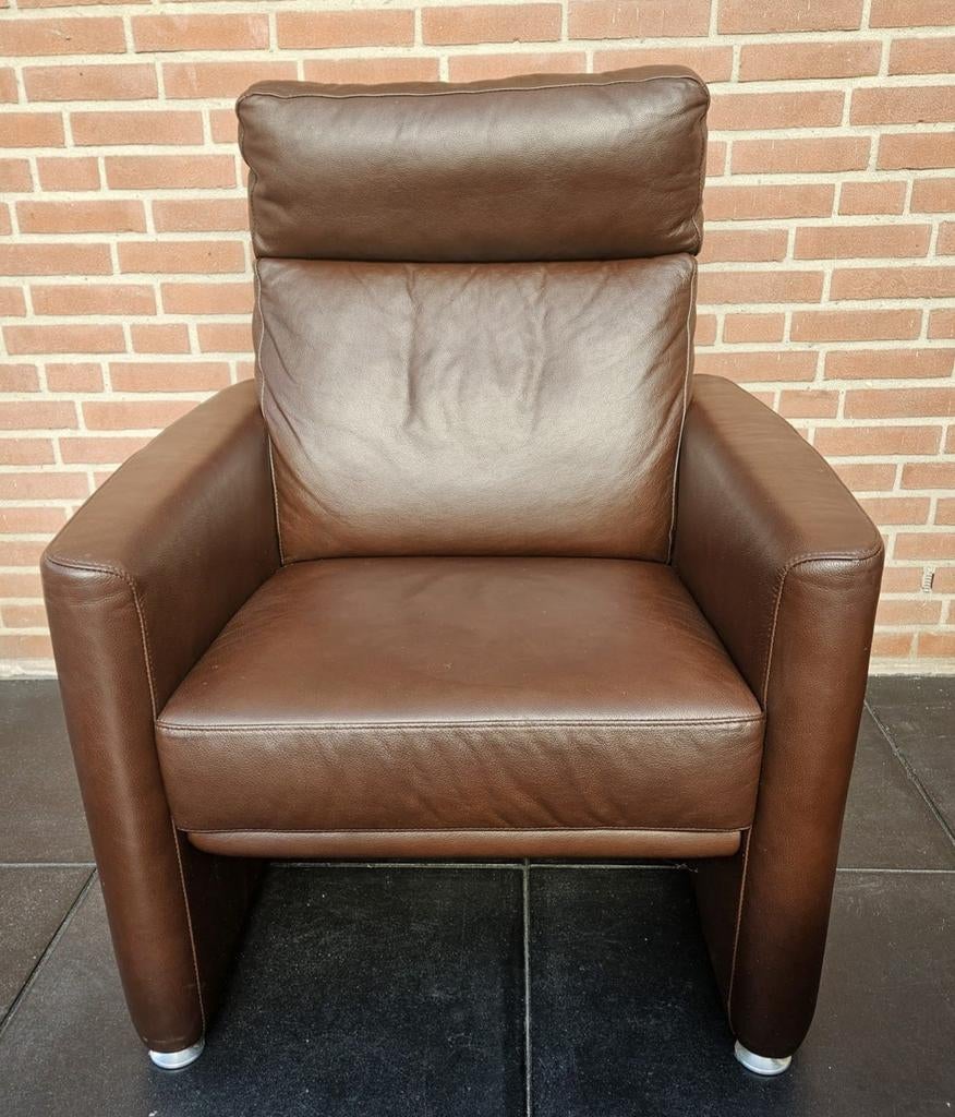 Lederen bankstel (2,5 zits met 3 losse fauteuils), Ophalen, 75 tot 100 cm, Leer