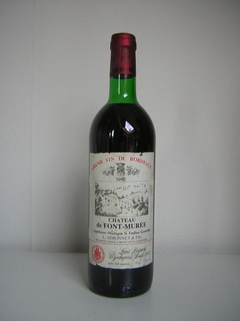 wijn vintage 1981 Chateau de Font Muree St. Emilion 45 Jaar, Frankrijk, Nieuw, Ophalen of Verzenden, Rode wijn