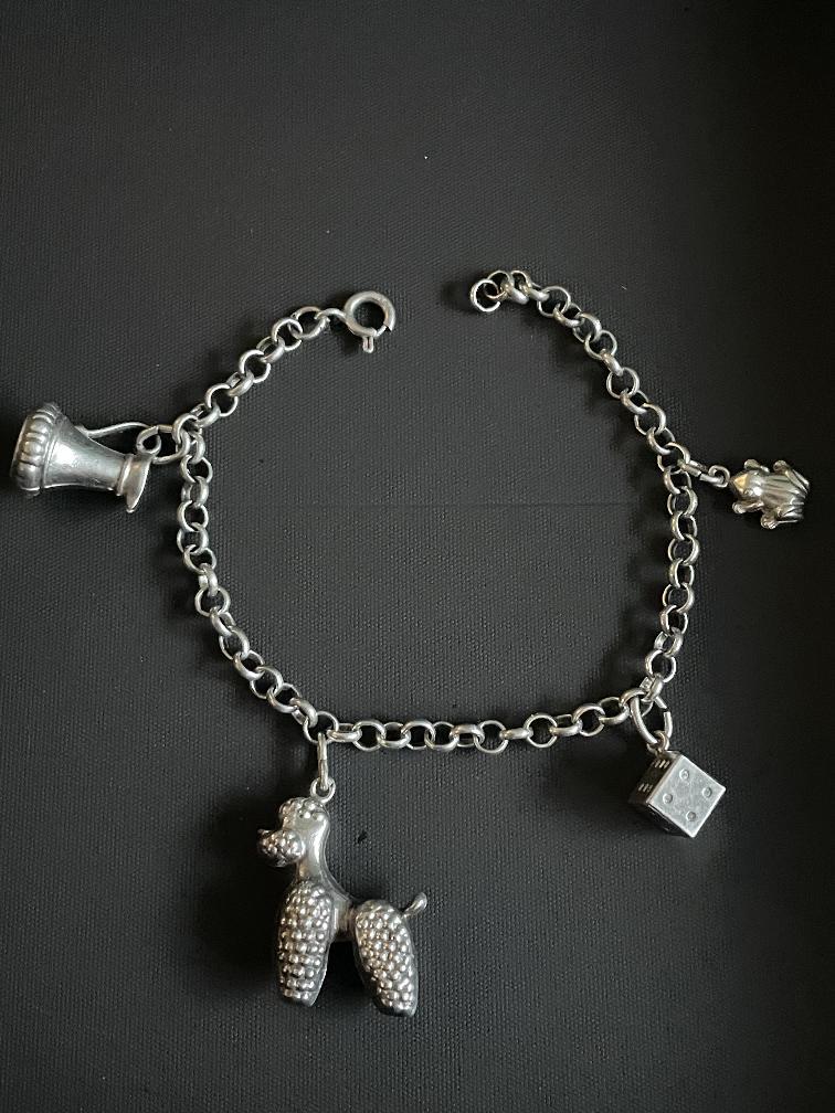 Zilveren bedelarmbandje met bedels, Ophalen of Verzenden, Zo goed als nieuw, Zilver