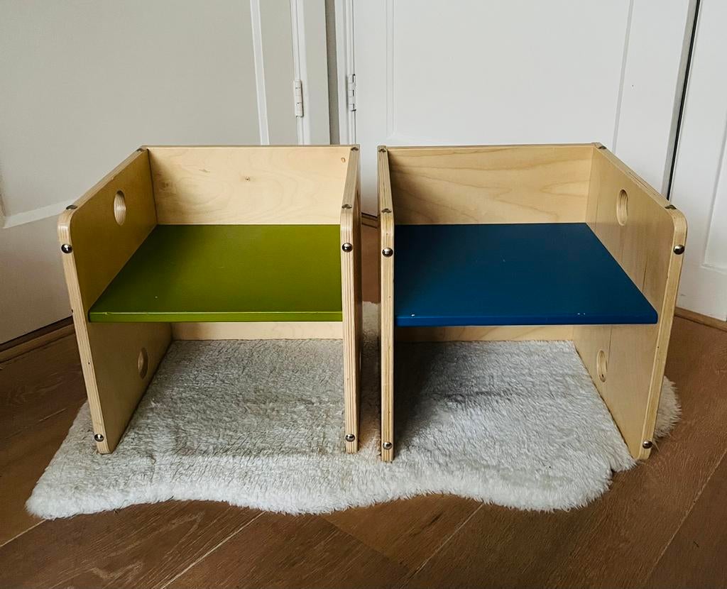 Kubusstoel Van Dijk toys peuterstoel kleuterstoel hout, Ophalen, Zo goed als nieuw, Stoel(en)