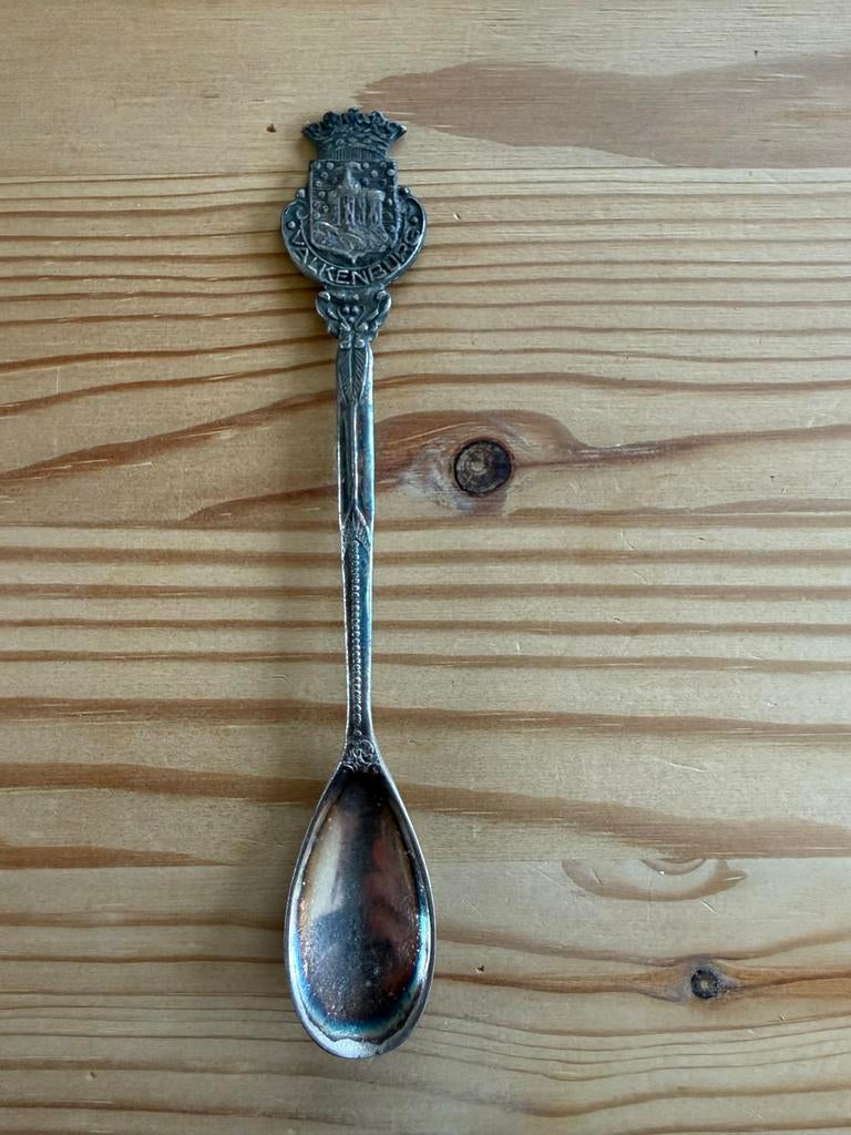 Antiek Verzilverd Lepeltje Valkenburg, Antiek en Kunst, Antiek | Bestek, Ophalen of Verzenden