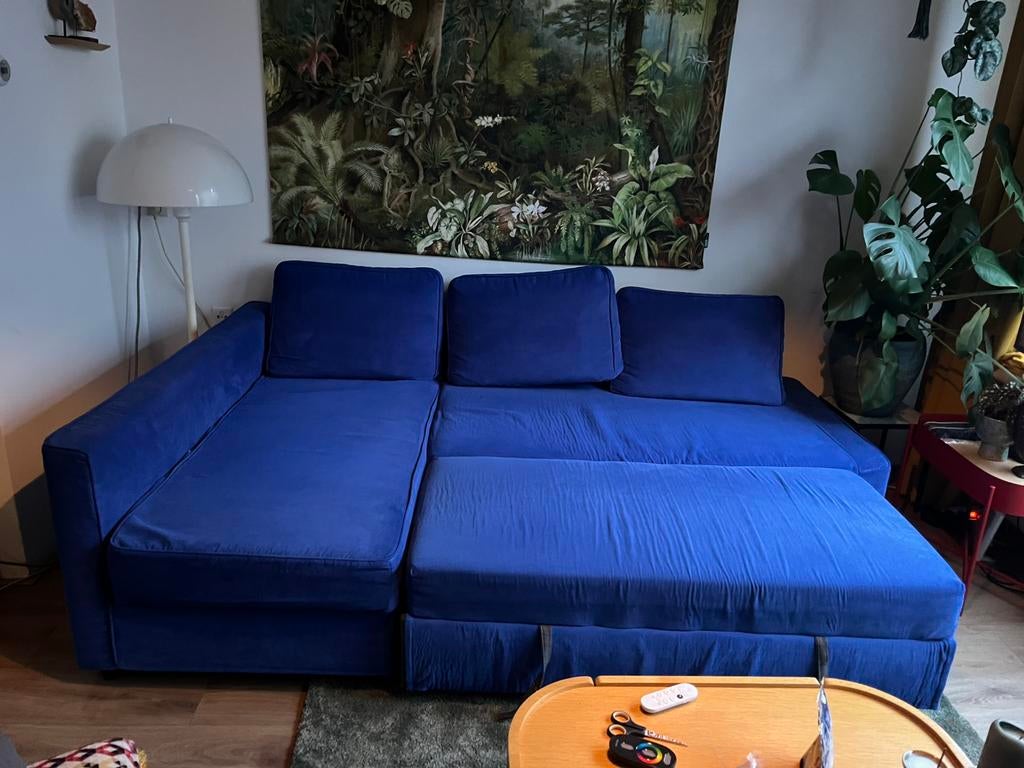 Ikea Friheten blauwe hoes - cover, Ophalen of Verzenden, Zo goed als nieuw, Tweepersoons