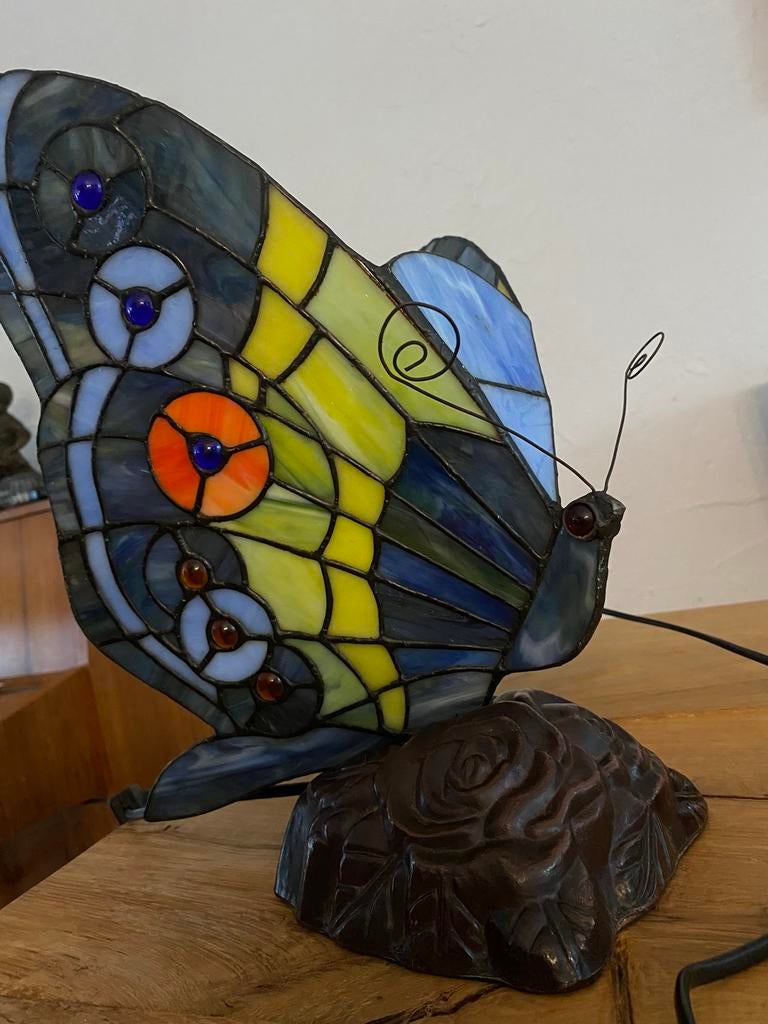 Tiffany vlinderlamp, Ophalen, Zo goed als nieuw, Minder dan 50 cm