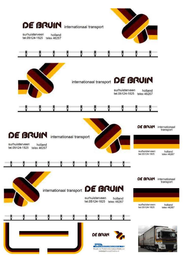 Vrachtauto decal 1:50 De Bruin Surhuisterveen Daf XF combi, Verzenden, Nieuw, Bus of Vrachtwagen, Overige merken