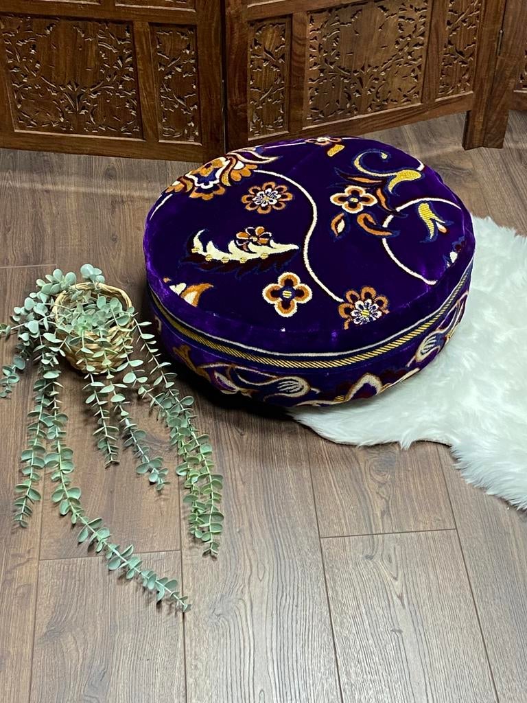 UITVERKOOP / Vloerkussen / Loungekussen / 50x20cm, ., Paars, Rond, Nieuw