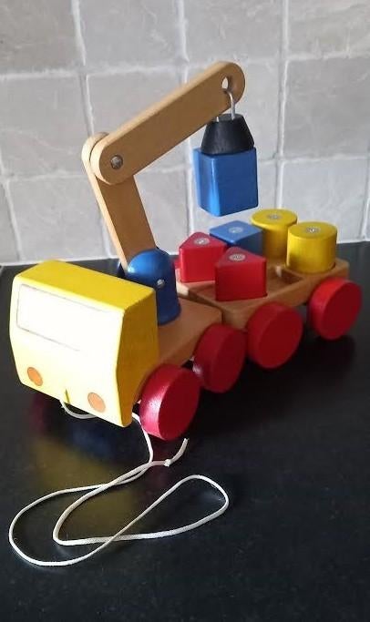 Houten takelwagen, Ophalen of Verzenden, Zo goed als nieuw, Duw- of Trekspeelgoed