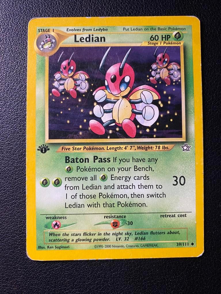Ledian 1st Edition - Neo Genesis - 39/111 - Pokemon kaart, Ophalen of Verzenden, Zo goed als nieuw
