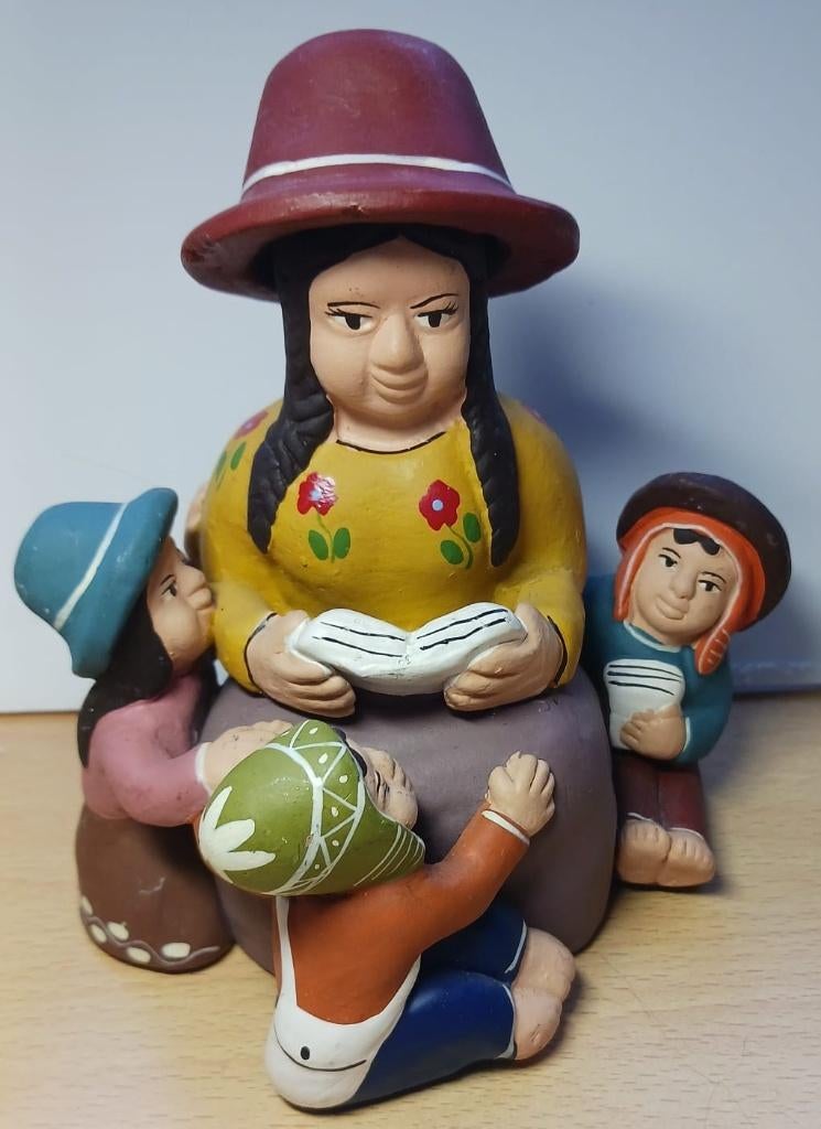 Storyteller Handgemaakt Peruaans beeld van aardewerk, Antiek en Kunst, Ophalen of Verzenden