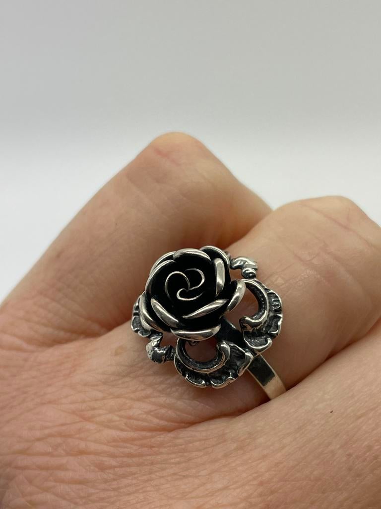 C156 Prachtige zilveren TEKA roosjes ring (verstelbaar), Ophalen of Verzenden, X, Dame, Zilver