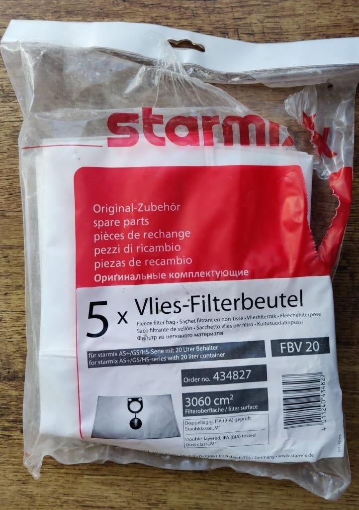 Stofzuigerzakken Starmix FBV-20 (4 stofzuigerzakken) nieuw, Ophalen of Verzenden, Nieuw, Stofzak, Stofzuiger