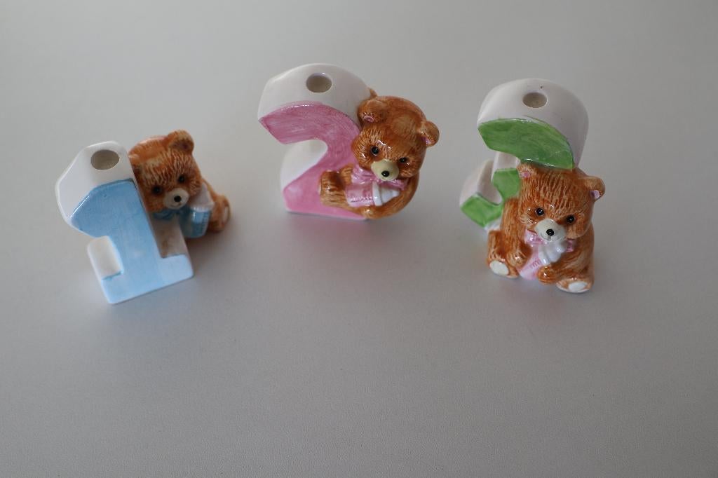 3 Porseleinen taart kaarshouder beertjes, Ophalen of Verzenden, Zo goed als nieuw, Overige typen