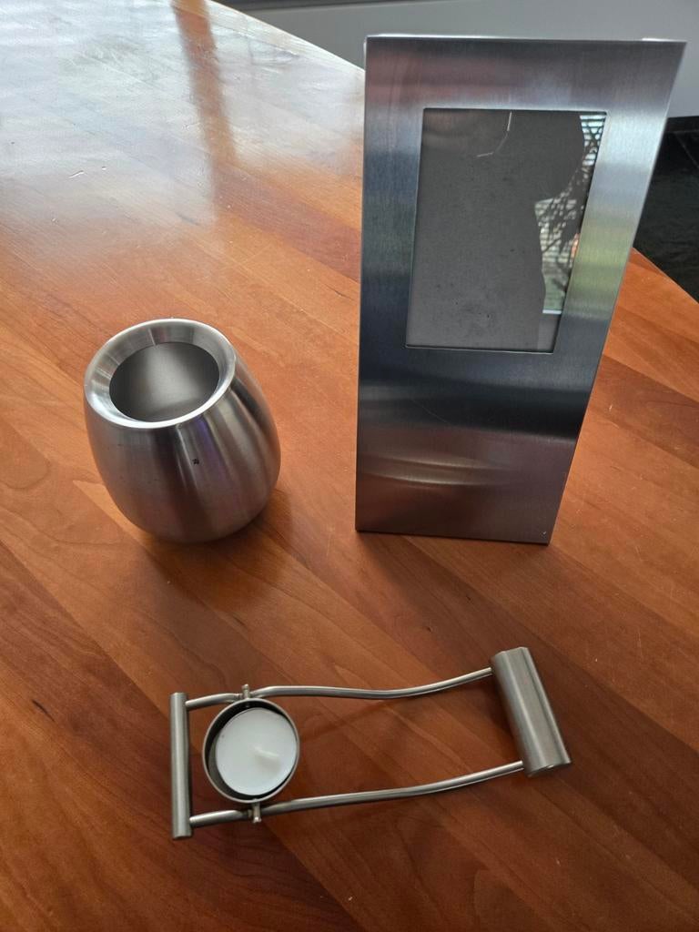 RVS setje WMF vaasje, Zack fotolijst en waxinelichthouder, Huis en Inrichting, Woonaccessoires | Kandelaars en Kaarsen, Verzenden