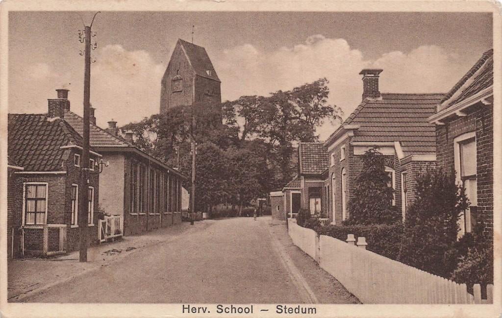 JN242 Stedum Herv School ca 1940, Verzamelen, Ansichtkaarten | Nederland, Verzenden, 1920 tot 1940, Groningen