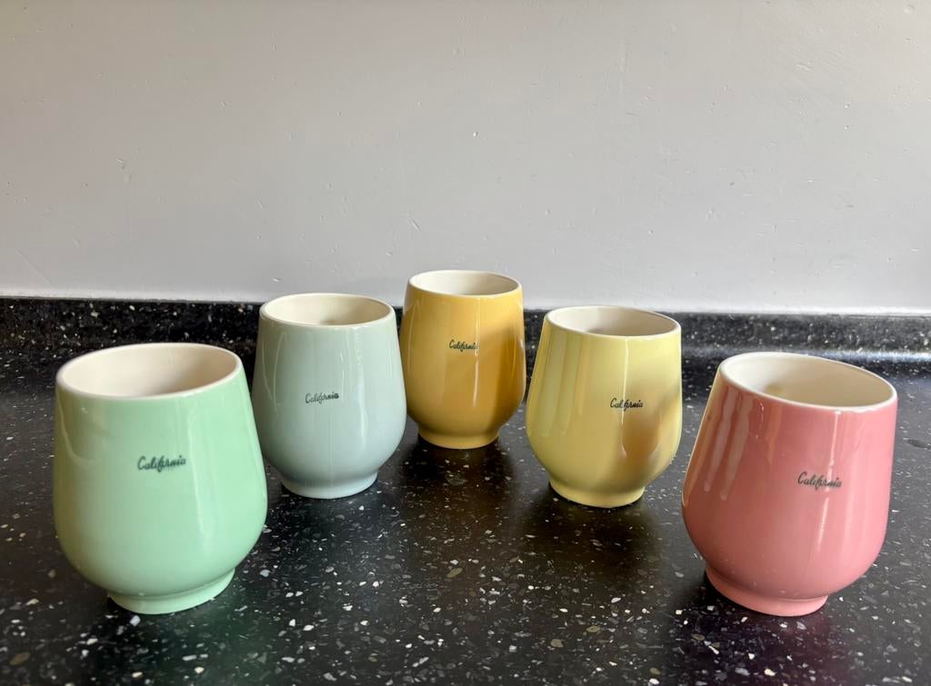 5 Bollebuik bekers Sphinx Maastricht  pastel, Ophalen of Verzenden, Zo goed als nieuw, Overige stijlen, Kop(pen) en/of Schotel(s)