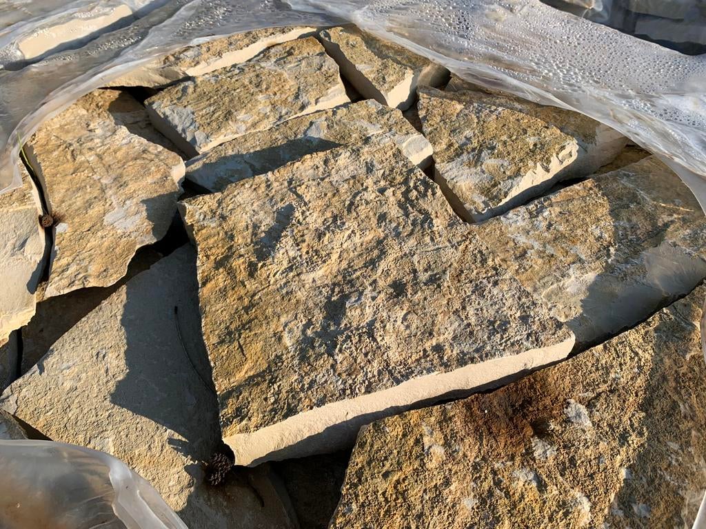 Flagstones Bourgogne diverse diktes natuursteen Stepstones, Geel, Overige typen, Nieuw, Ophalen of Verzenden