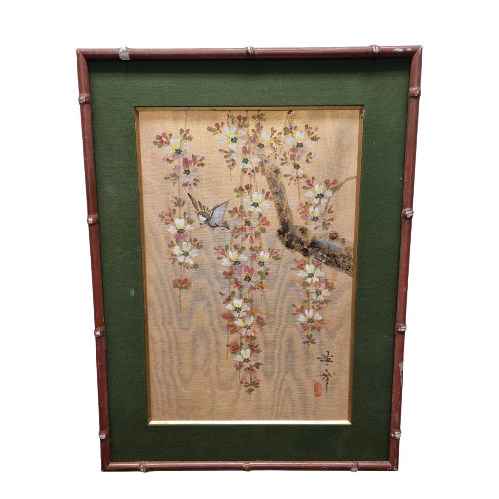 Vintage Japans schilderij op zijde, Antiek en Kunst, Kunst | Niet-Westerse kunst, Ophalen of Verzenden