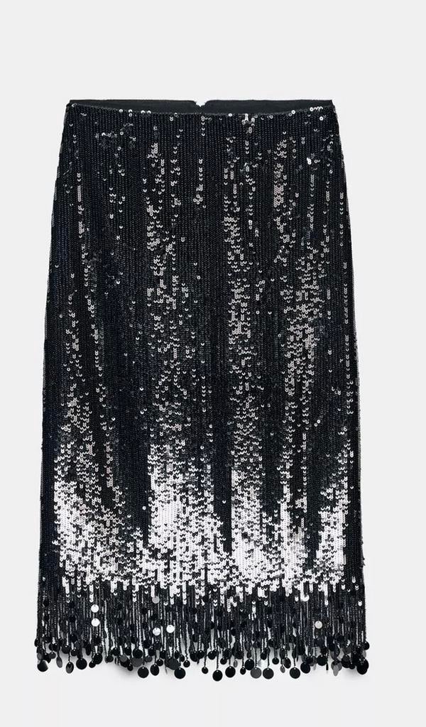 Zara rok met pailletten - Nieuw!, Maat 38/40 (M), Zwart, Nieuw, Ophalen of Verzenden