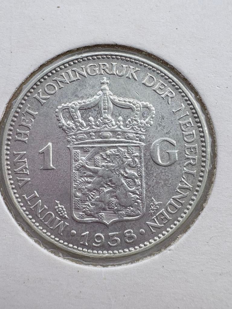 Zilveren gulden 1938, Postzegels en Munten, Munten | Nederland, Ophalen of Verzenden, Koningin Wilhelmina, 1 gulden