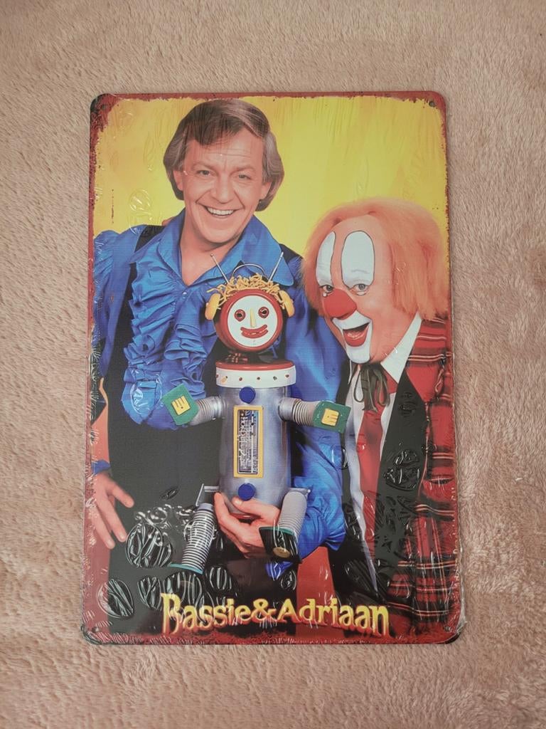 Bassie & Adriaan Wandbord Nieuw met Robin de Robot, Ophalen of Verzenden