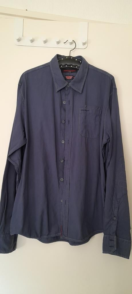 Mooie jeans blauwe blouse van Donkervoort., Ophalen of Verzenden, Zo goed als nieuw, Blauw, Overige halswijdtes