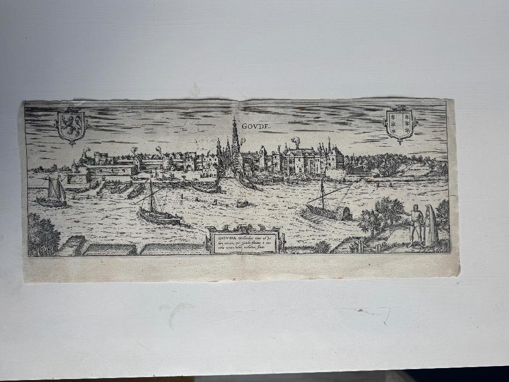 Gouda - Braun Hogenberg Jansonius 16e eeuw - P0870-02, Antiek en Kunst, Ophalen of Verzenden