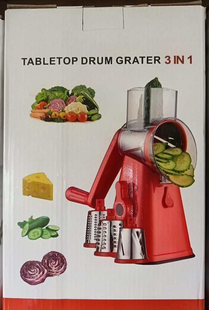 Trommelrasp 3-in-1 met 3 messen – Nieuw – Meerdere kleuren, Huis en Inrichting, Overige typen, Kunststof, Nieuw, Ophalen of Verzenden