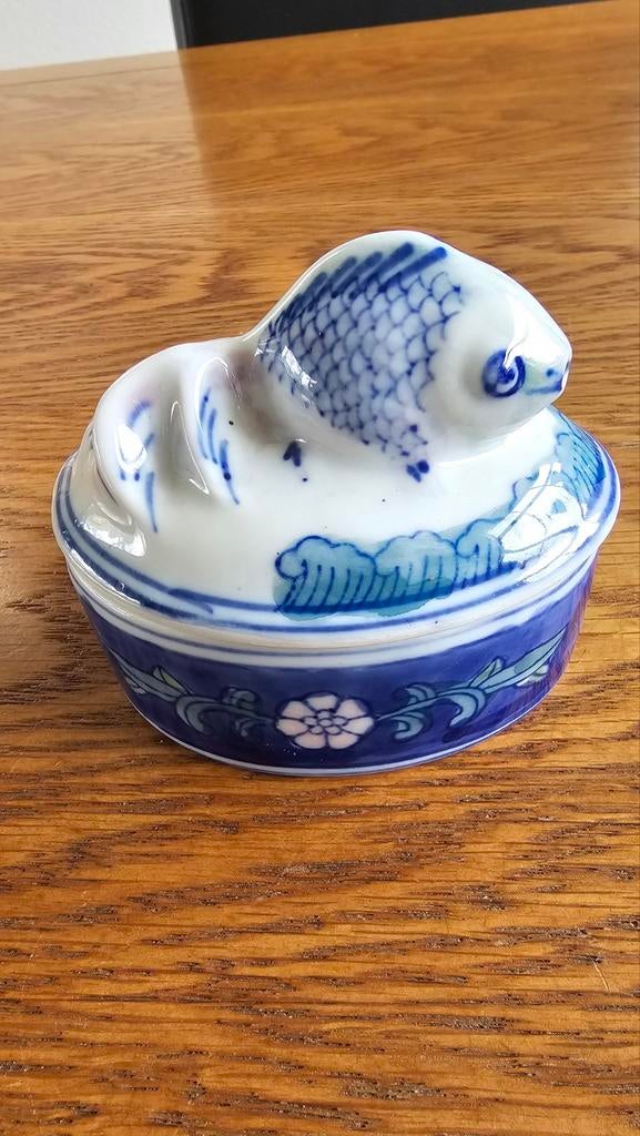 Vintage Chinese Koi Terrine met Deksel. Jaren '70, Ophalen of Verzenden