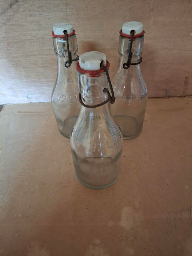 Oude 1/2 liter melkflessen, Ophalen of Verzenden