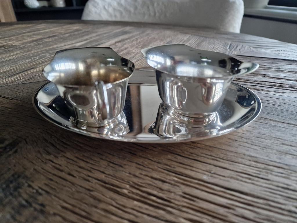 verzilverd roomstel niet gemerkt, Antiek en Kunst, Antiek | Goud en Zilver, Ophalen of Verzenden
