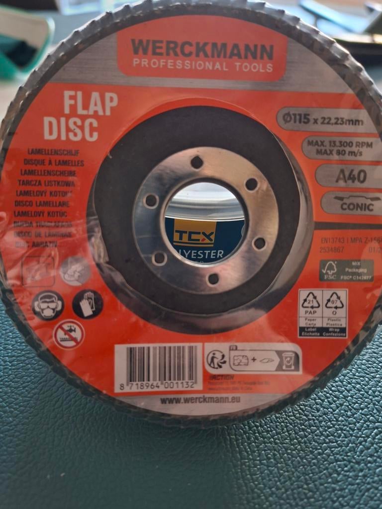 Werckmann Lamellenschijf Nieuw - Ø115mm A40, Doe-het-zelf en Verbouw, Gereedschap | Slijpmachines, Ophalen of Verzenden, Nieuw