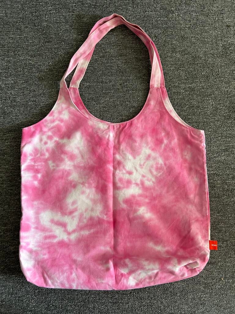 Hema Tie-Dye Shopper Tas Roze/Wit, Sieraden, Tassen en Uiterlijk, Tassen | Damestassen, Zo goed als nieuw, Shopper, Roze, Ophalen of Verzenden