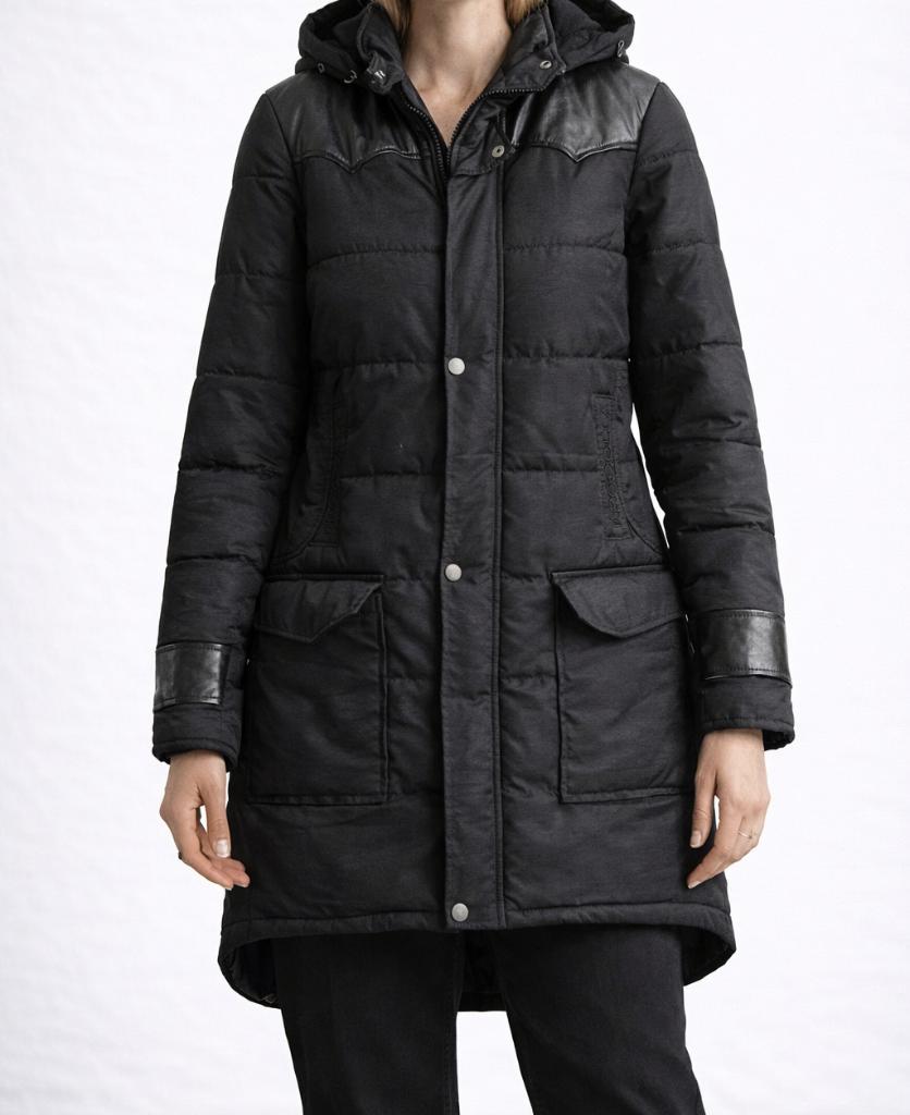 Froccella luxe winterjas met echt leer maat 36/38, Maat 38/40 (M), Zwart, Ophalen of Verzenden, Froccella