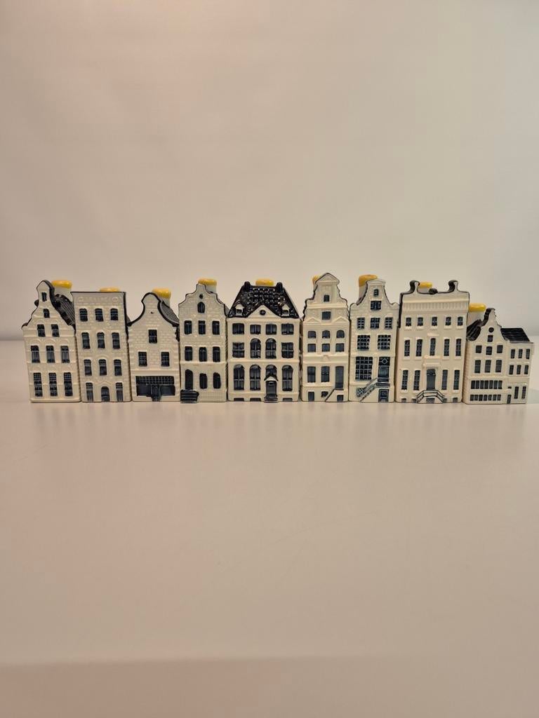 Delfts blauwe KLM huisjes 9 stuks, Ophalen of Verzenden