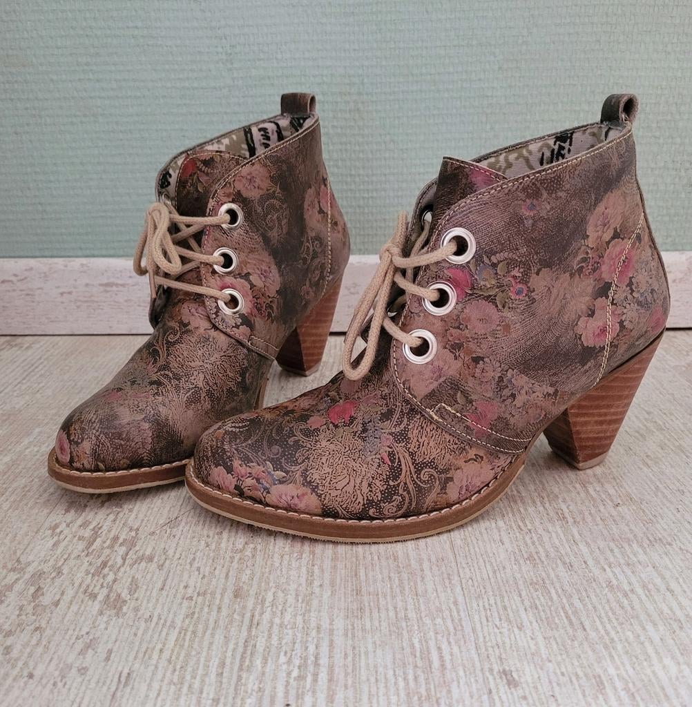 Bohemian enkellaarsjes met bloemenprint - maat 37 -, Ophalen of Verzenden, Zo goed als nieuw, Lage of Enkellaarzen