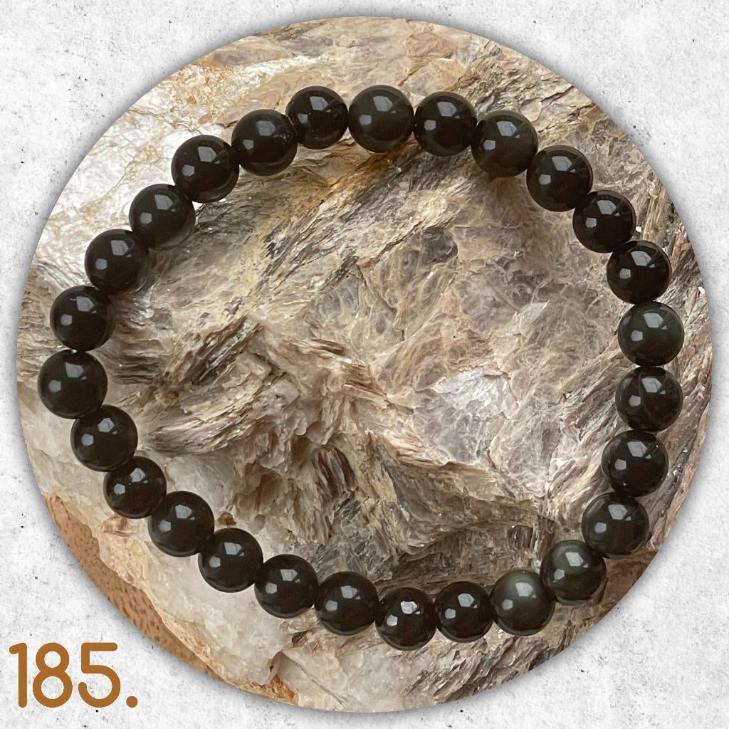 🦋MJB Armband nr: 185Regenboog Obsidiaan halfedelsteen 19 cm, Overige materialen, Zwart, Nieuw, Ophalen of Verzenden