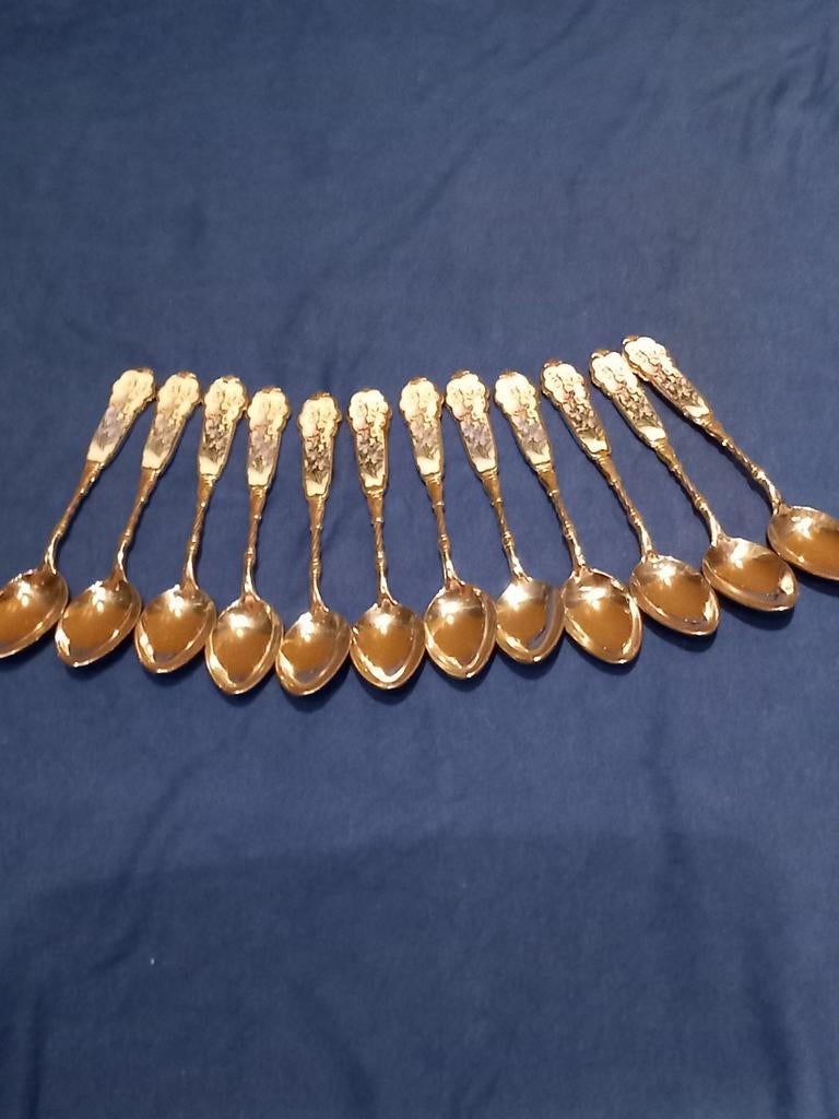 Pako Rhenen vergeet-mij-niet 12 lepeltjes, Antiek en Kunst, Ophalen of Verzenden