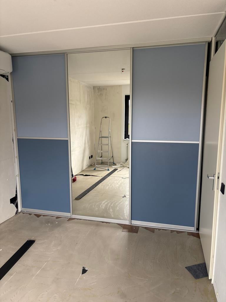 Schuifdeuren in drie delen inclusief rails, 100 tot 120 cm, Gebruikt, 215 cm of meer, Binnendeur