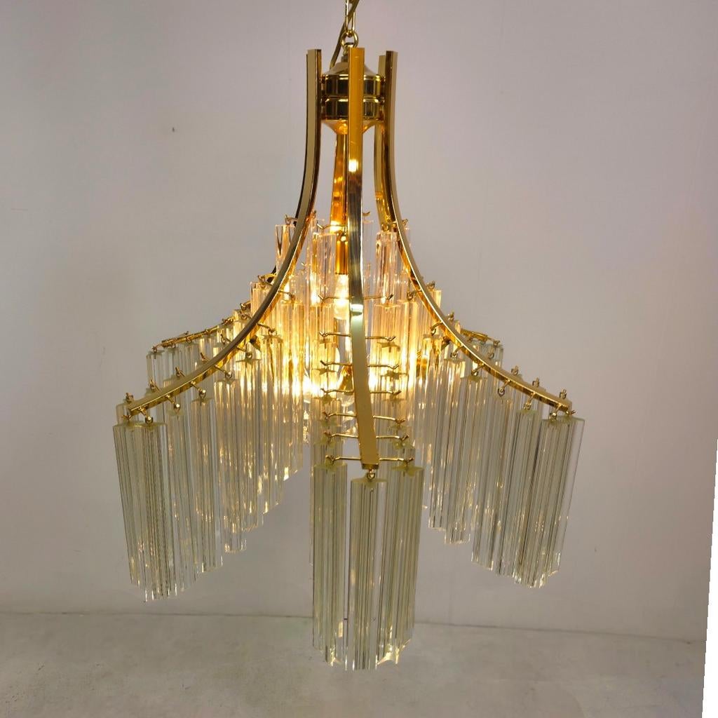 Venini xl waterval kroonluchter 70's Italiaans murano glas, Ophalen, Glas